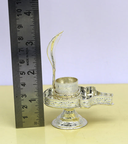 925 sterling silver handmade Lord shiva-Linga Stand, silver utensils, silver puja temple art, mini shiva lingam stand with serpent su10 - TRIBAL ORNAMENTS
