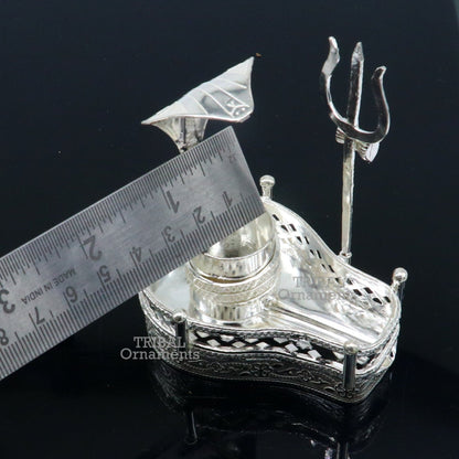 925 sterling silver handmade lord shiva lingam stand/ jalheri with snake  and trident mahakal lingam stand su788 - TRIBAL ORNAMENTS