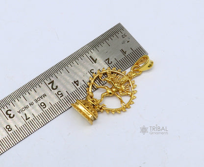 925 sterling silver Lord Shiva Nataraaj pendant with stylish gold polish, personalized jewelry from TRIBAL ORNAMENTS.