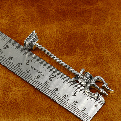 925 Sterling silver handmade lord Shiva trident with Damaru, fabulous craftsmanship Mahadev trishul, best collectible puja article art21 - TRIBAL ORNAMENTS