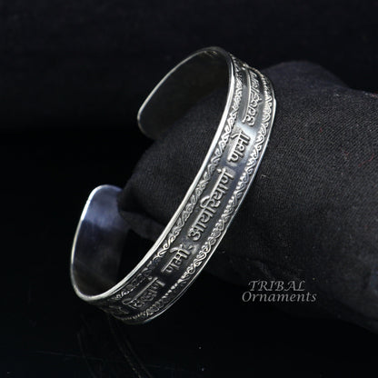 925 sterling silver handmade mantra 'Omkar Mantra' Navkar mantra bracelet kada unisex jain mantra kada jewelry from rajasthan india cuff102 - TRIBAL ORNAMENTS