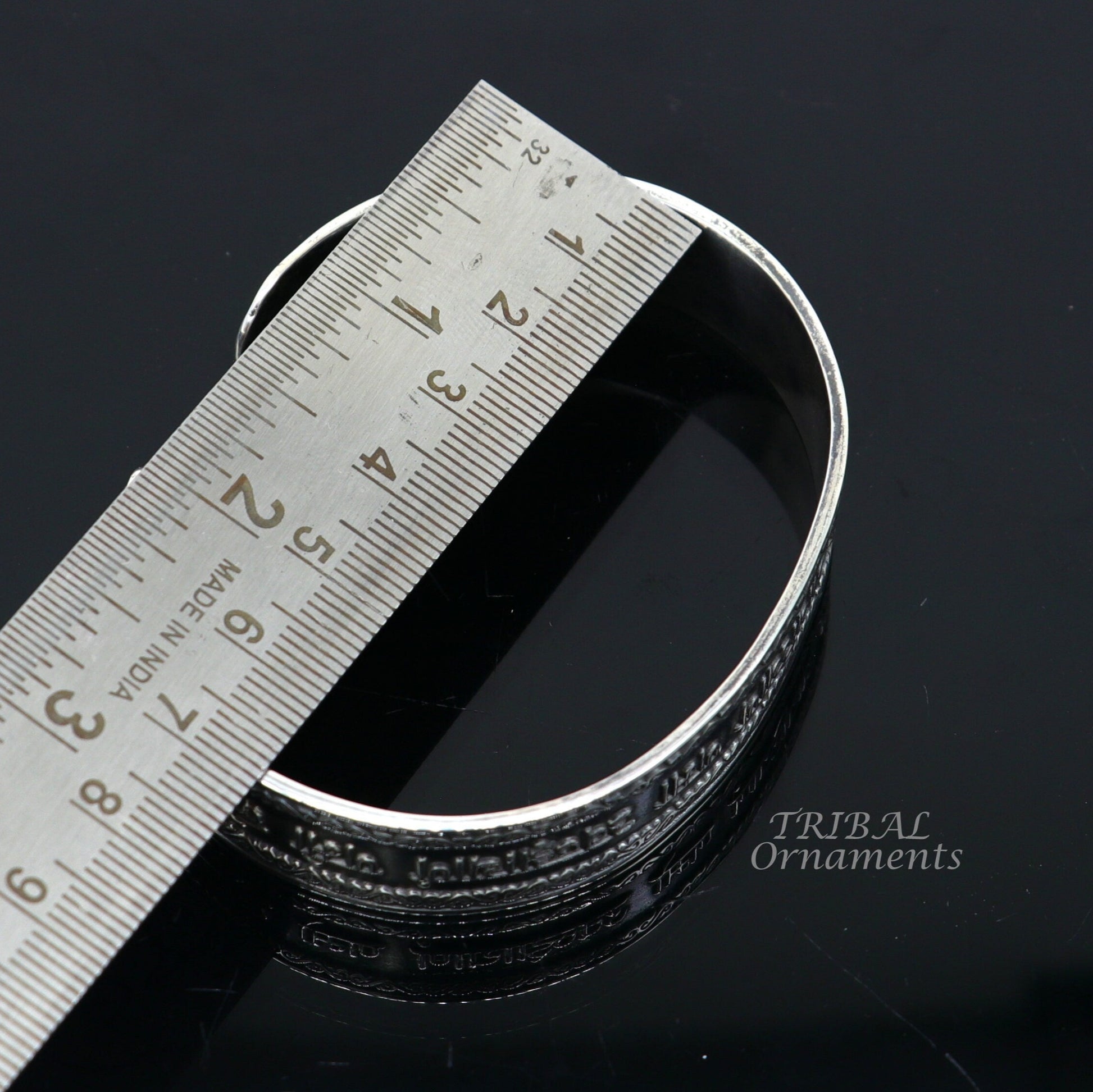 925 sterling silver handmade mantra 'Omkar Mantra' Navkar mantra bracelet kada unisex jain mantra kada jewelry from rajasthan india cuff102 - TRIBAL ORNAMENTS