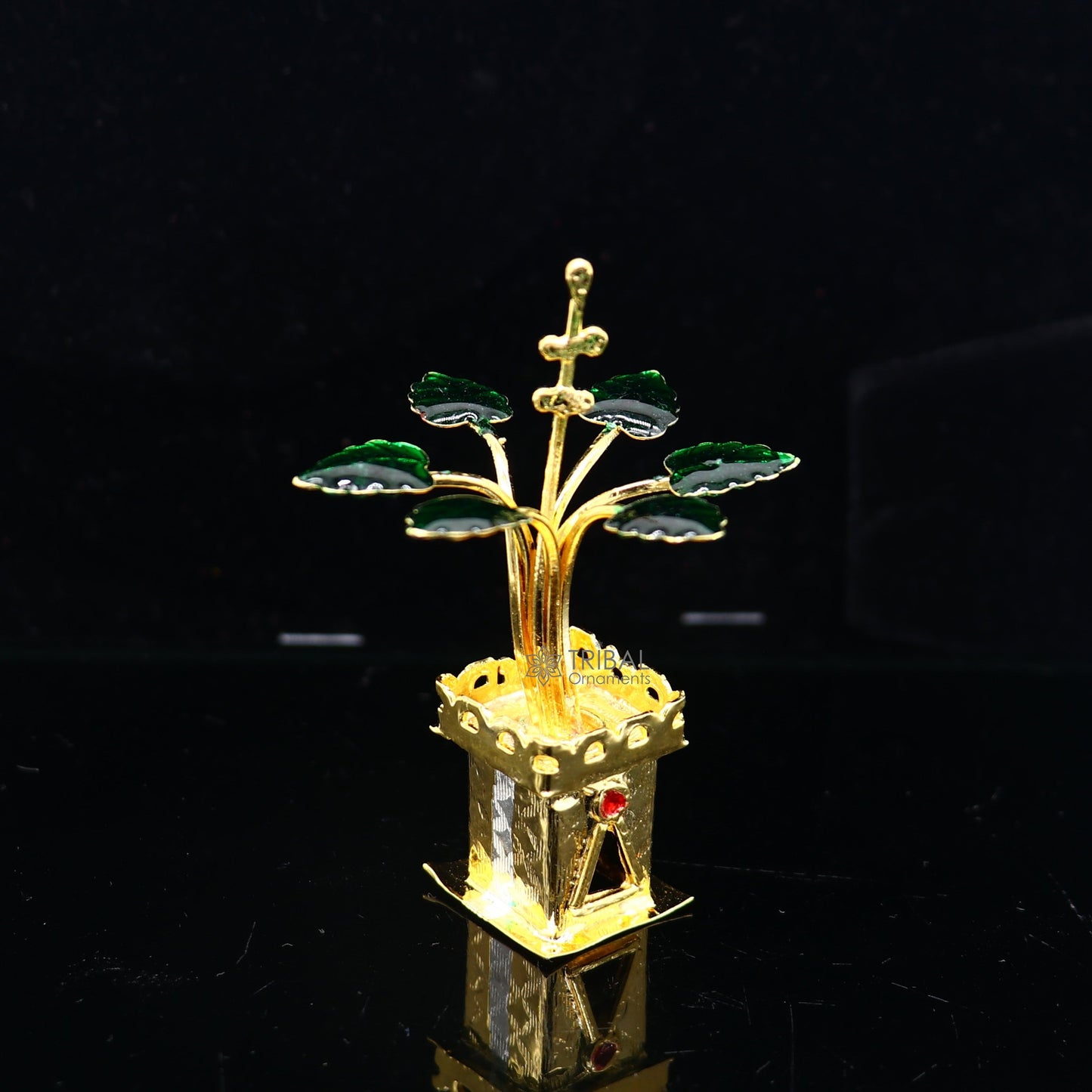 925 sterling silver handmade mini tulsi plant basil rosary plant for puja temple article, excellent  silver worshiping article su1137 - TRIBAL ORNAMENTS