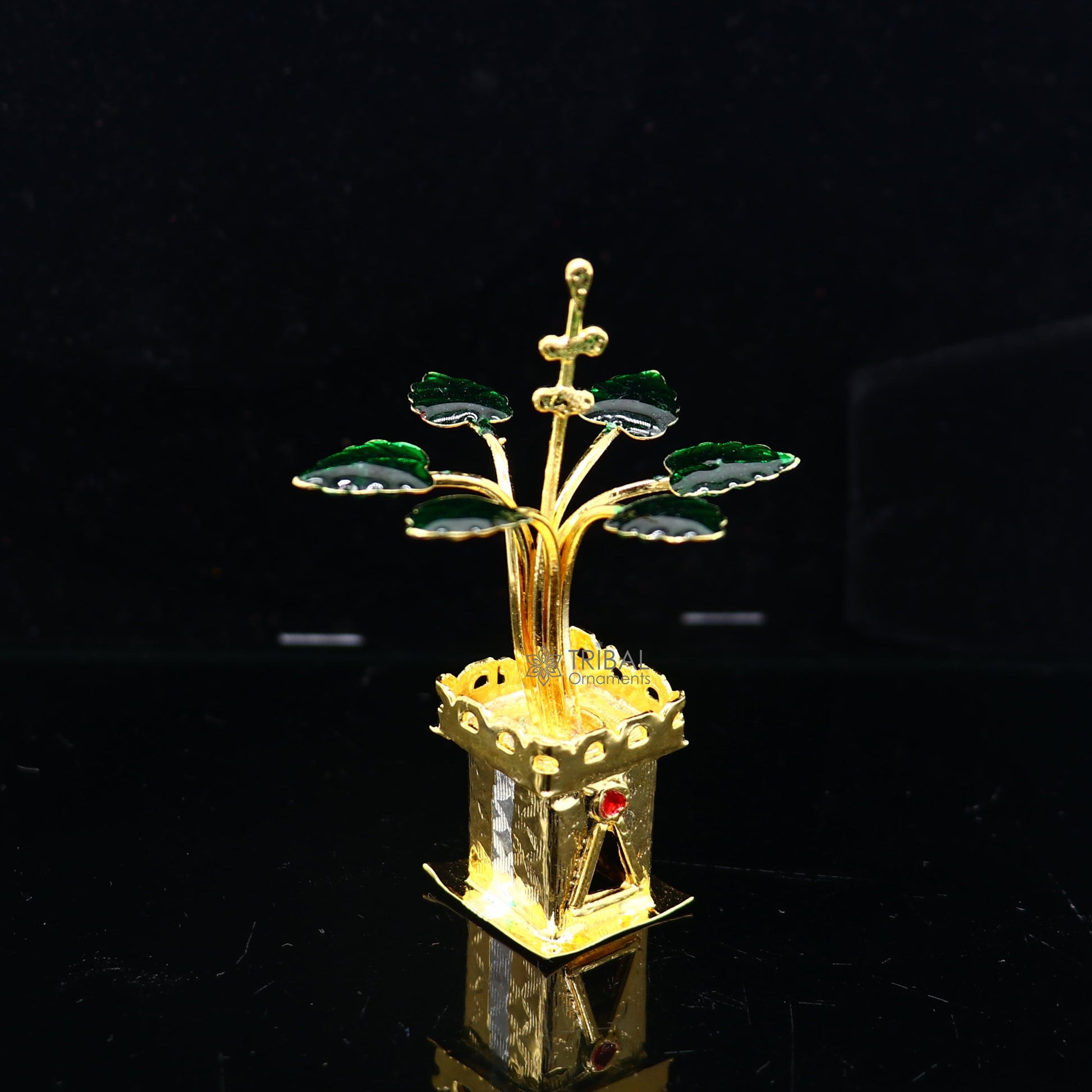 925 sterling silver handmade mini tulsi plant basil rosary plant for puja temple article, excellent  silver worshiping article su1137 - TRIBAL ORNAMENTS