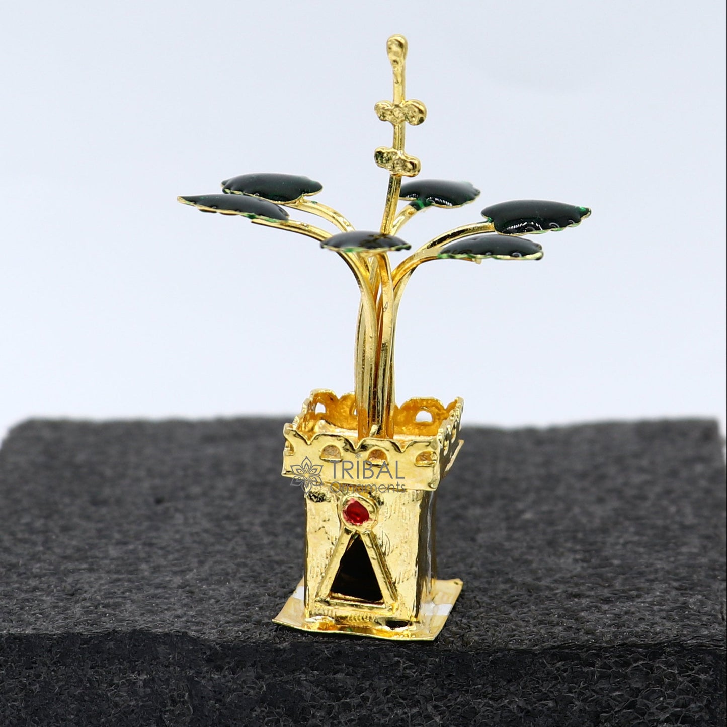 925 sterling silver handmade mini tulsi plant basil rosary plant for puja temple article, excellent  silver worshiping article su1137 - TRIBAL ORNAMENTS