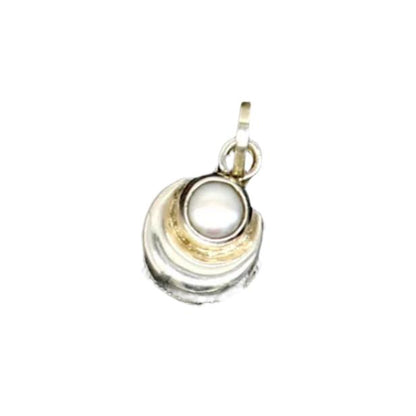 Sterling silver moon pendant with natural pearl, handmade tribal jewelry, unisex design, ideal for gifting from India.