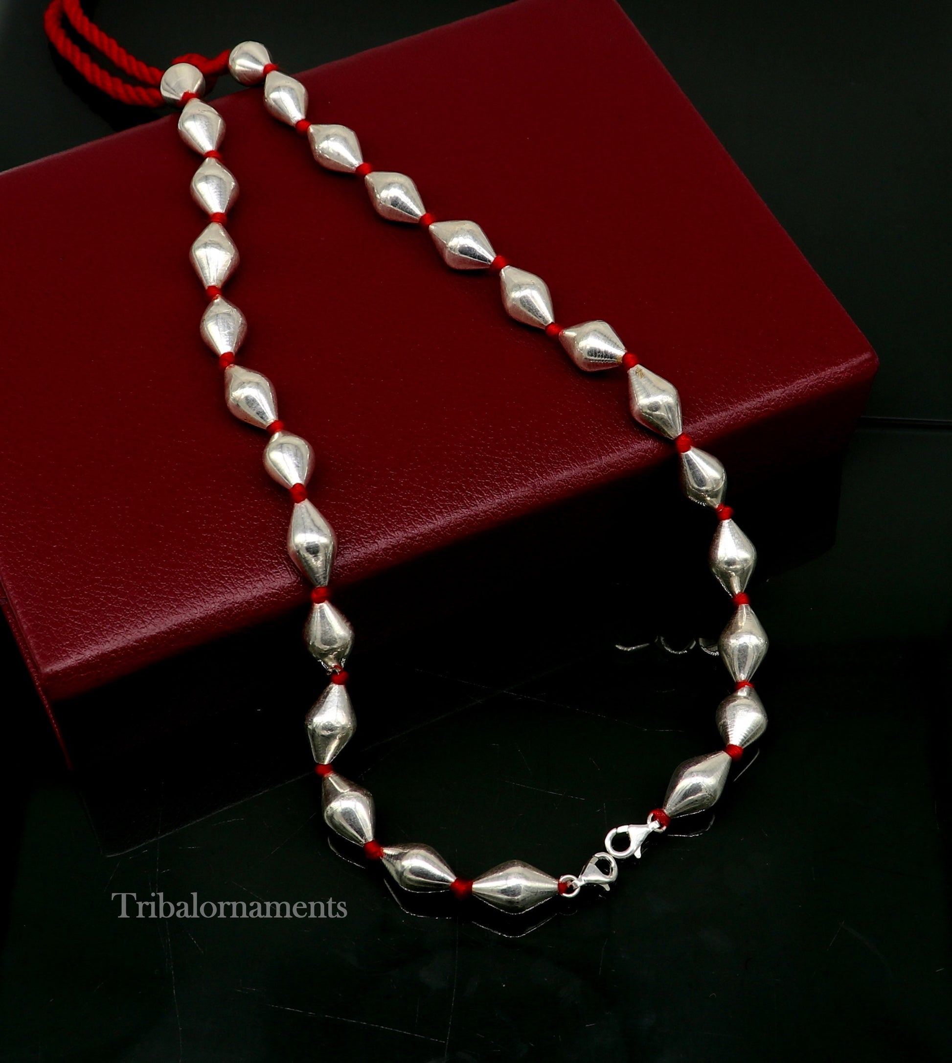 925 sterling silver handmade oval shape beaded adjustable string for pendant or Mangalsutra, best customized ethnic jewelry ideas  set268 - TRIBAL ORNAMENTS