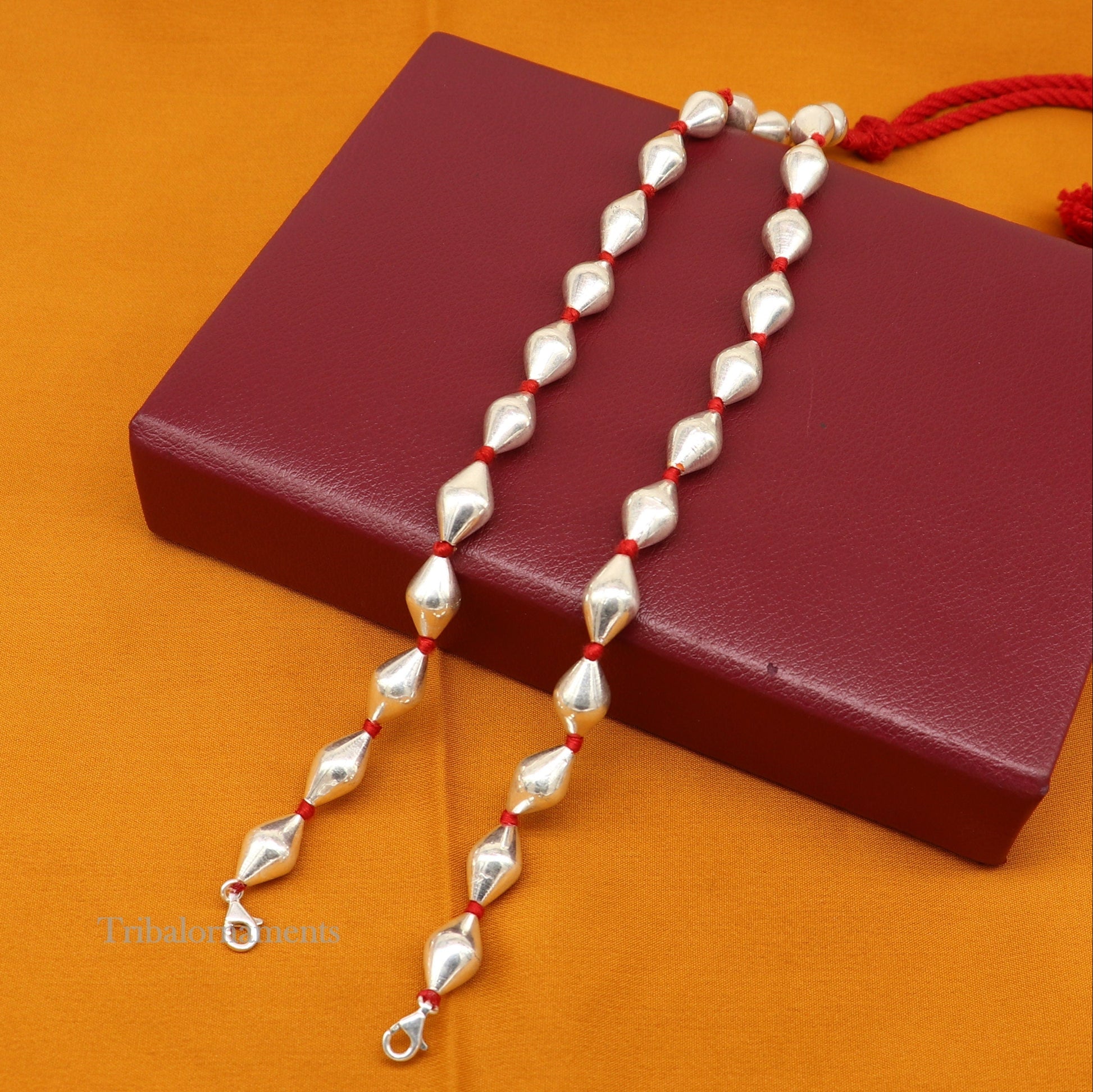 925 sterling silver handmade oval shape beaded adjustable string for pendant or Mangalsutra, best customized ethnic jewelry ideas  set268 - TRIBAL ORNAMENTS