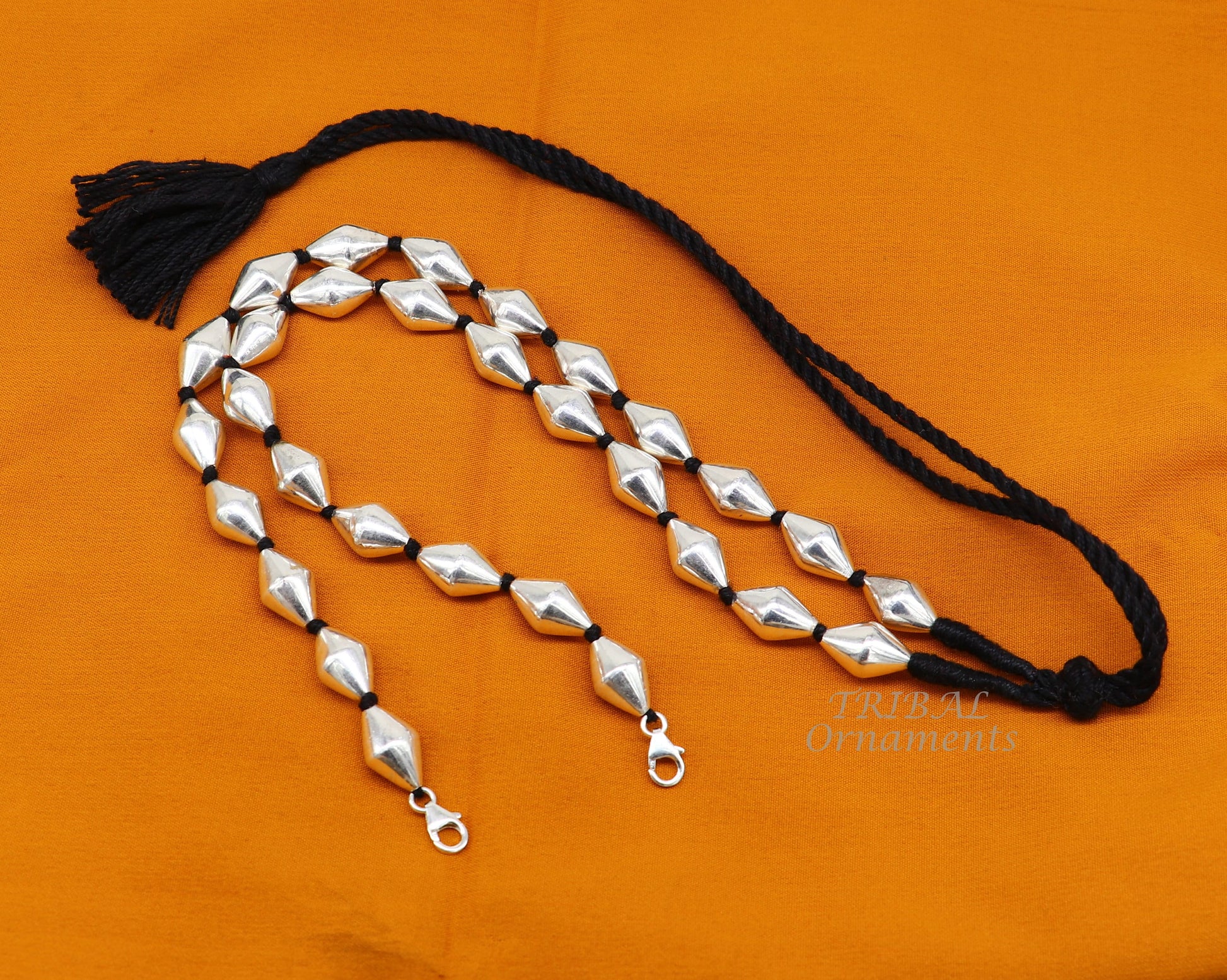 925 sterling silver handmade oval shape beaded adjustable string for pendant or Mangalsutra, best customized ethnic jewelry ideas  set482 - TRIBAL ORNAMENTS