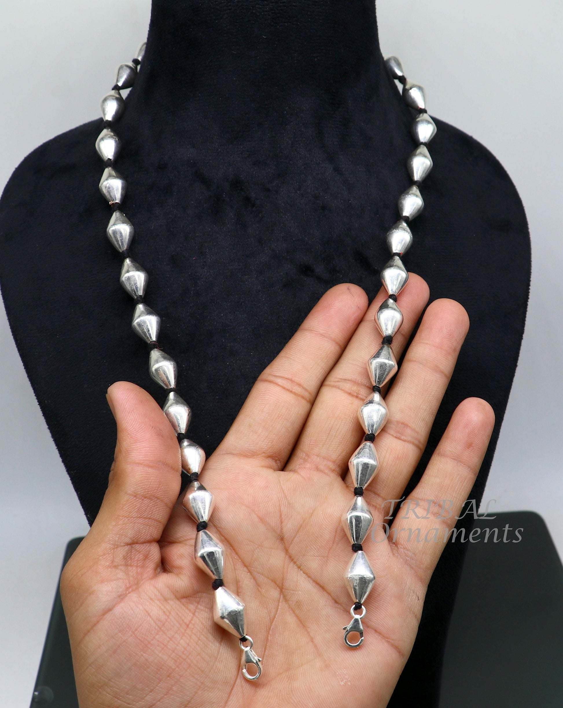 925 sterling silver handmade oval shape beaded adjustable string for pendant or Mangalsutra, best customized ethnic jewelry ideas  set482 - TRIBAL ORNAMENTS