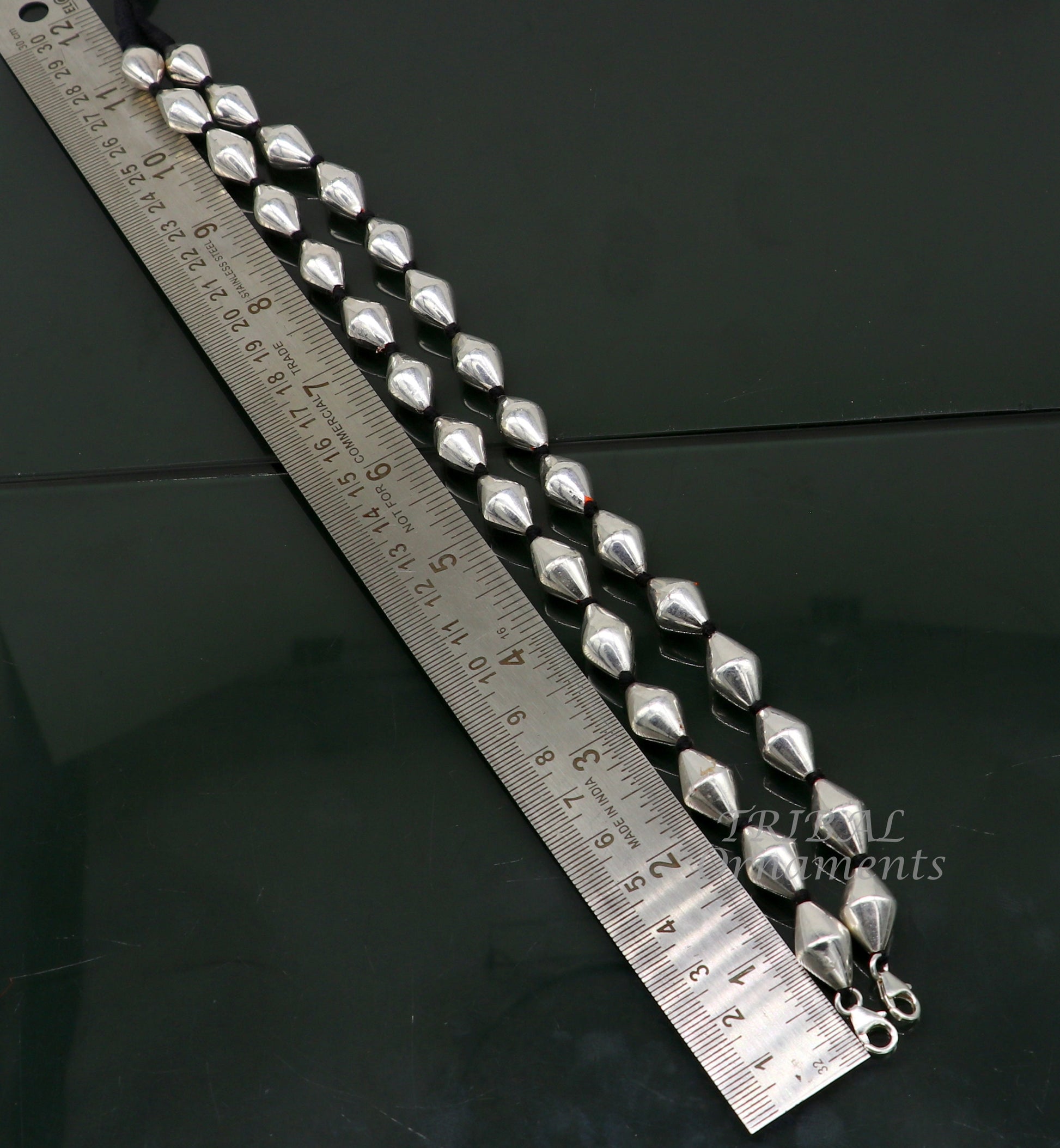 925 sterling silver handmade oval shape beaded adjustable string for pendant or Mangalsutra, best customized ethnic jewelry ideas  set482 - TRIBAL ORNAMENTS