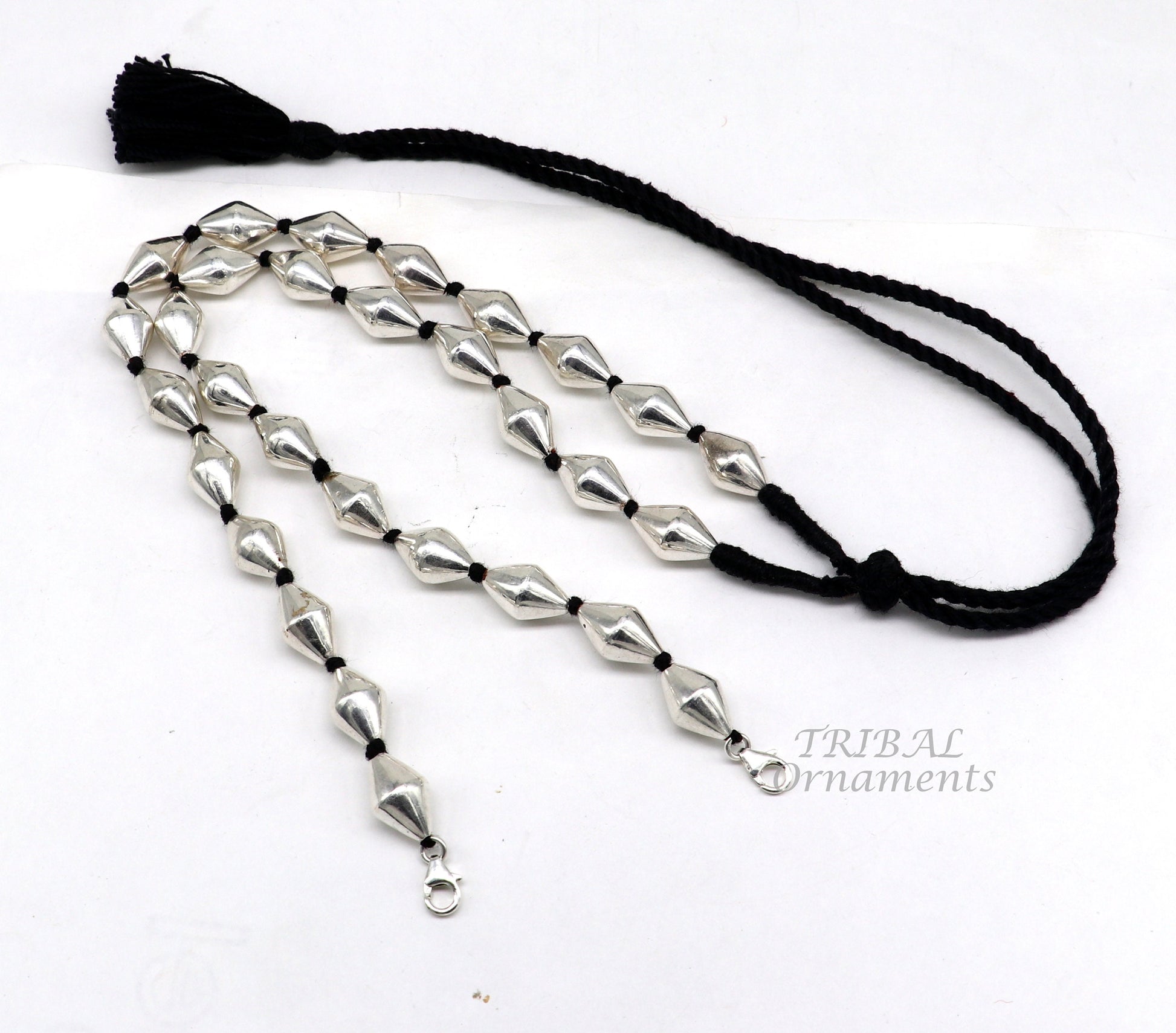 925 sterling silver handmade oval shape beaded adjustable string for pendant or Mangalsutra, best customized ethnic jewelry ideas  set482 - TRIBAL ORNAMENTS