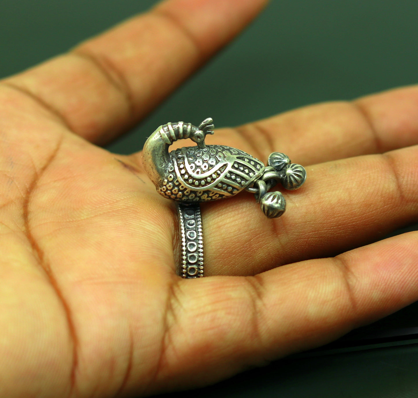925 sterling silver handmade peacock design fabulous adjustable ring, vintage antique design charm ring tribal belly dance jewelry sr282 - TRIBAL ORNAMENTS