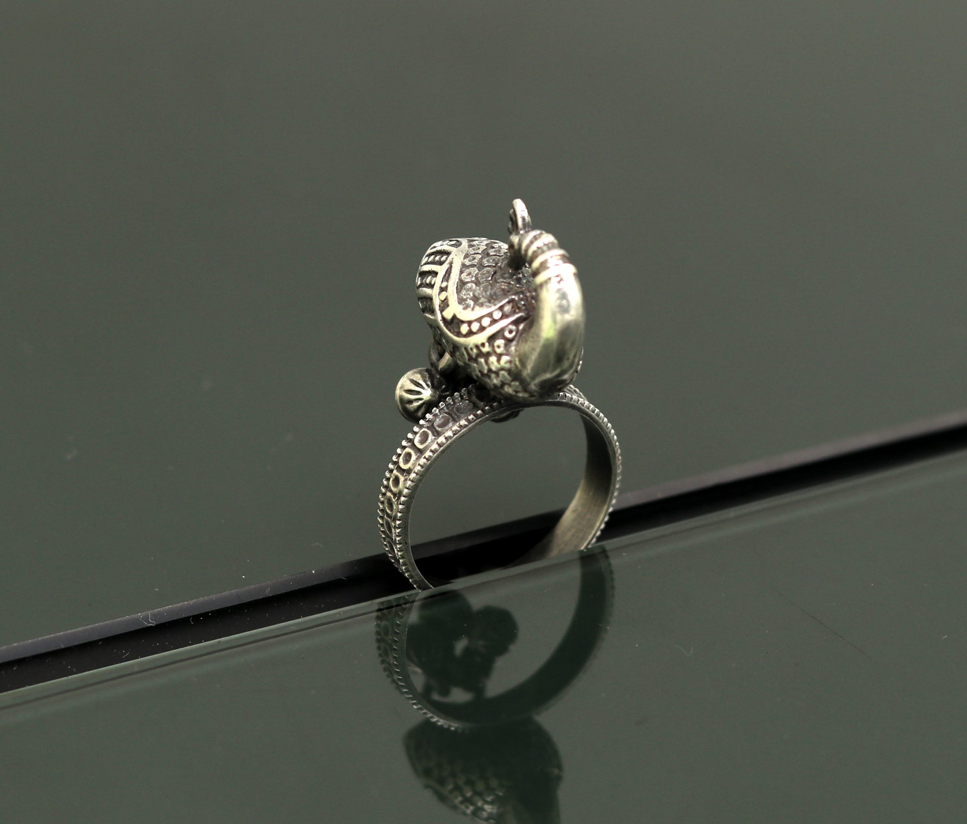 925 sterling silver handmade peacock design fabulous adjustable ring, vintage antique design charm ring tribal belly dance jewelry sr282 - TRIBAL ORNAMENTS
