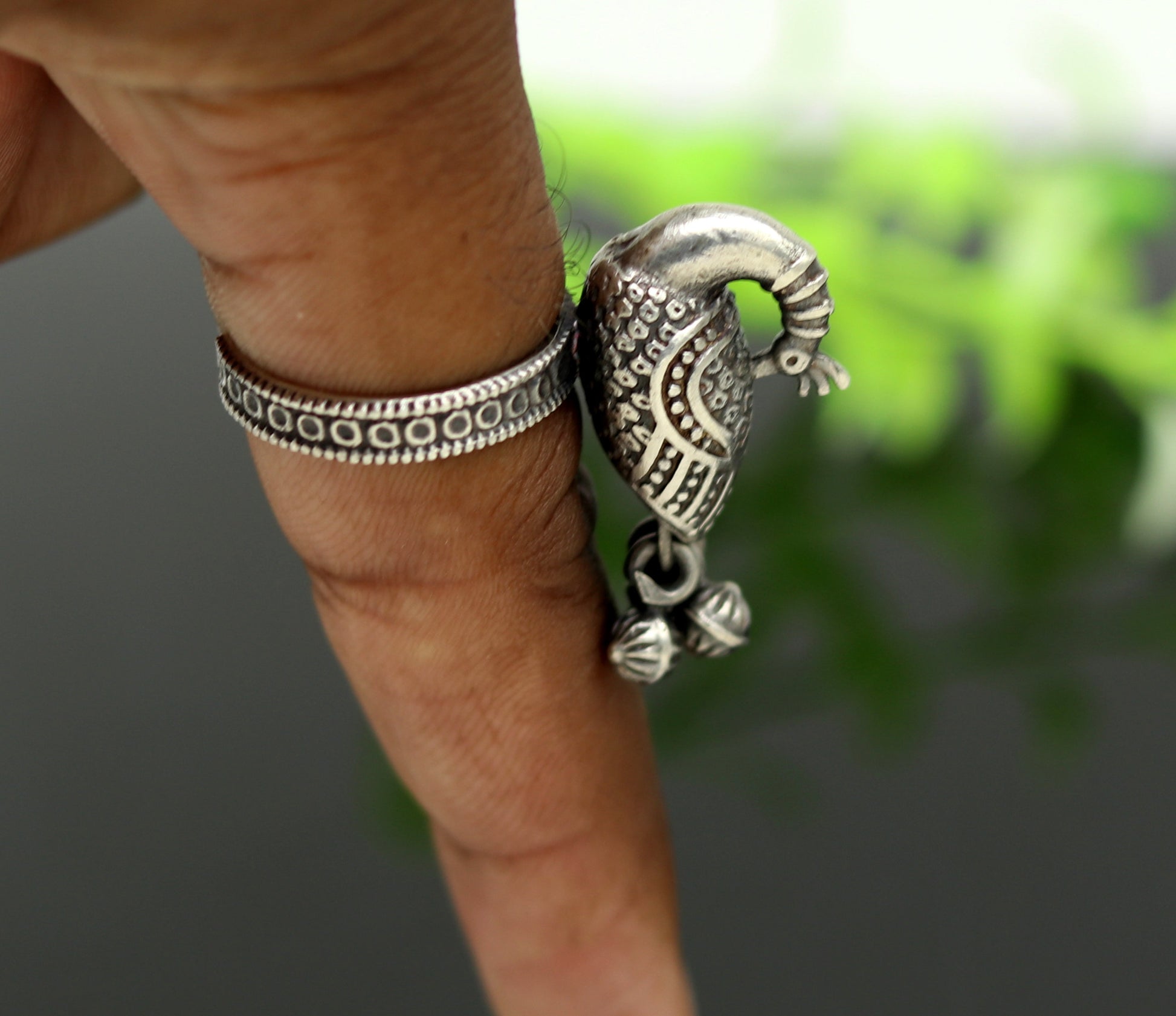 925 sterling silver handmade peacock design fabulous adjustable ring, vintage antique design charm ring tribal belly dance jewelry sr282 - TRIBAL ORNAMENTS