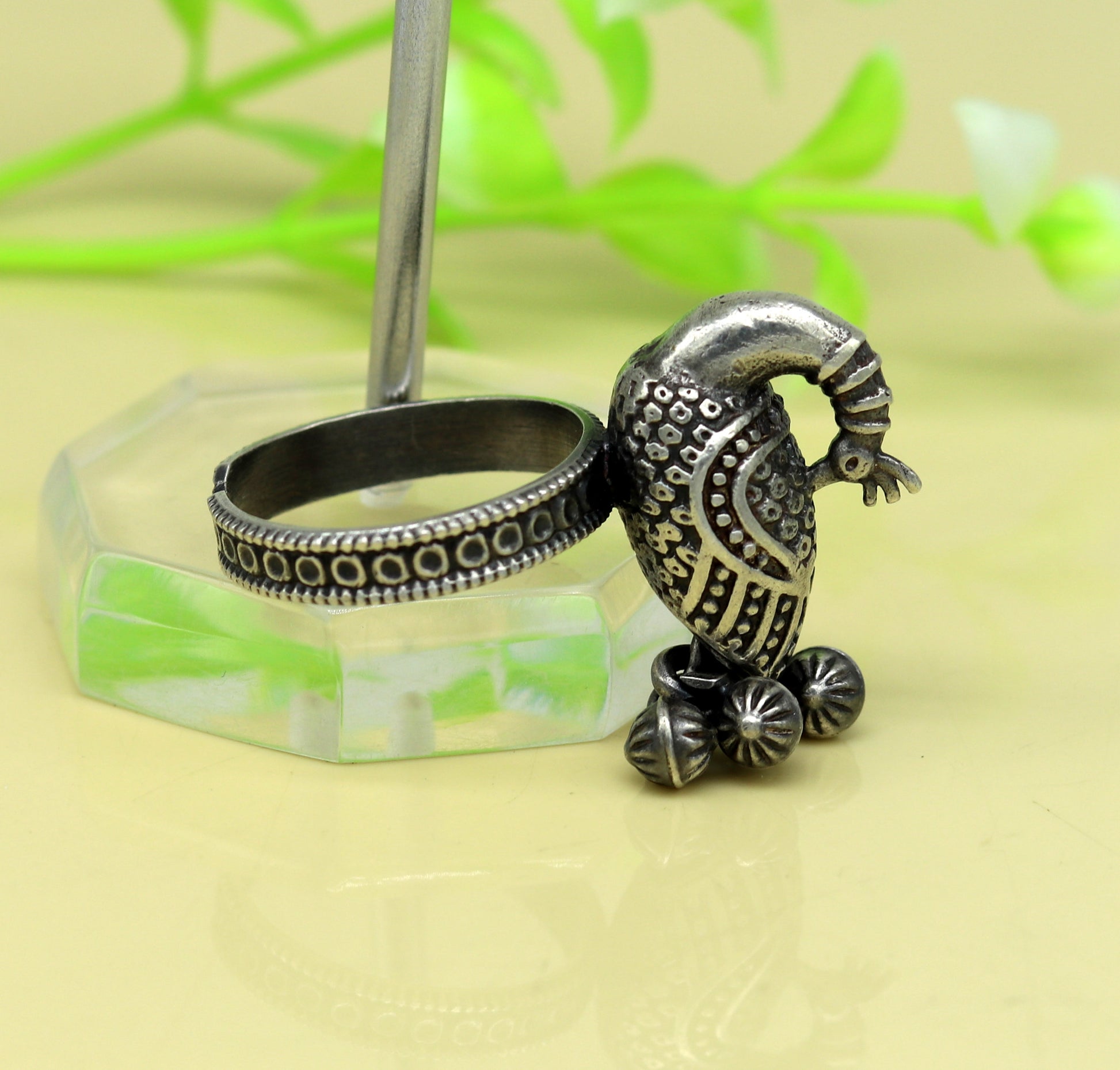 925 sterling silver handmade peacock design fabulous adjustable ring, vintage antique design charm ring tribal belly dance jewelry sr282 - TRIBAL ORNAMENTS