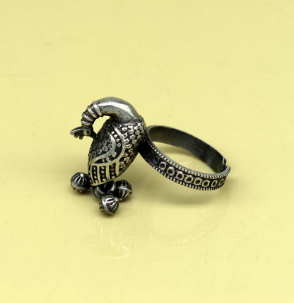 925 sterling silver handmade peacock design fabulous adjustable ring, vintage antique design charm ring tribal belly dance jewelry sr282 - TRIBAL ORNAMENTS