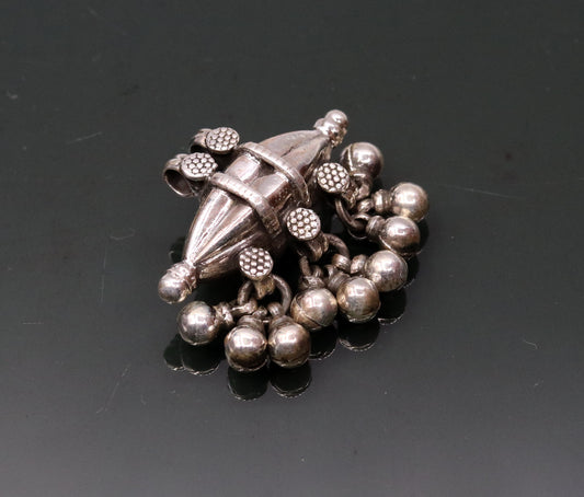 925 sterling silver handmade pendant locket vintage amulet design amulet pendant with gorgeous hanging bells tribal ethnic jewelry nsp302 - TRIBAL ORNAMENTS