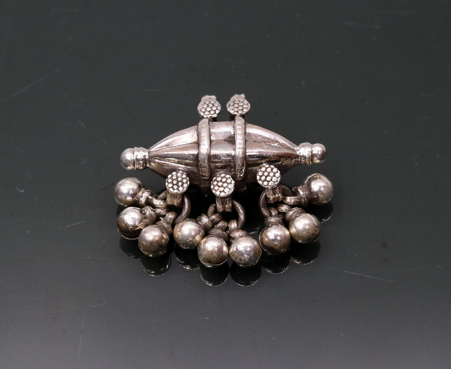 925 sterling silver handmade pendant locket vintage amulet design amulet pendant with gorgeous hanging bells tribal ethnic jewelry nsp302 - TRIBAL ORNAMENTS