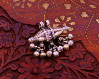 925 sterling silver handmade pendant locket vintage amulet design amulet pendant with gorgeous hanging bells tribal ethnic jewelry nsp302 - TRIBAL ORNAMENTS
