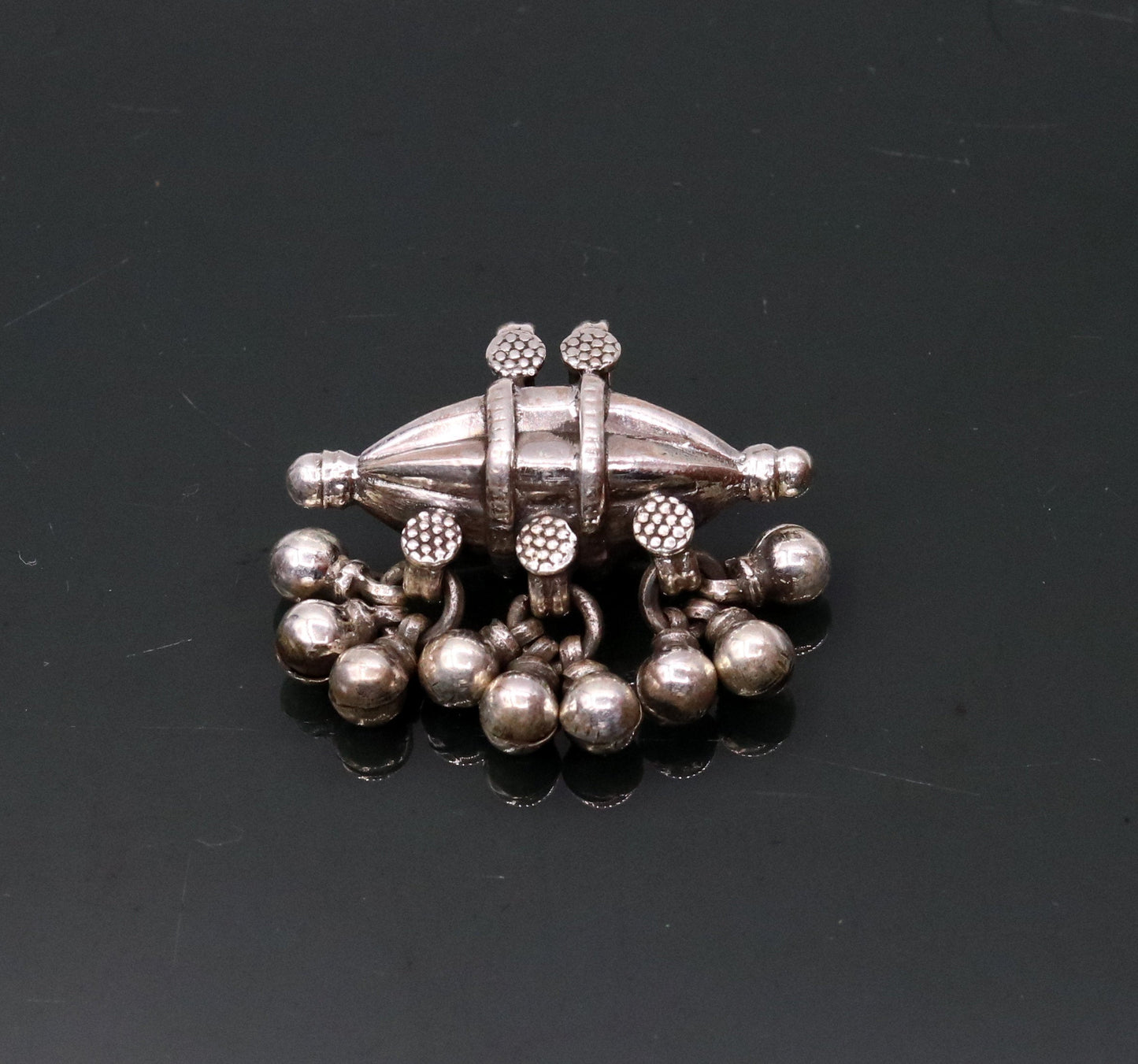 925 sterling silver handmade pendant locket vintage amulet design amulet pendant with gorgeous hanging bells tribal ethnic jewelry nsp302 - TRIBAL ORNAMENTS