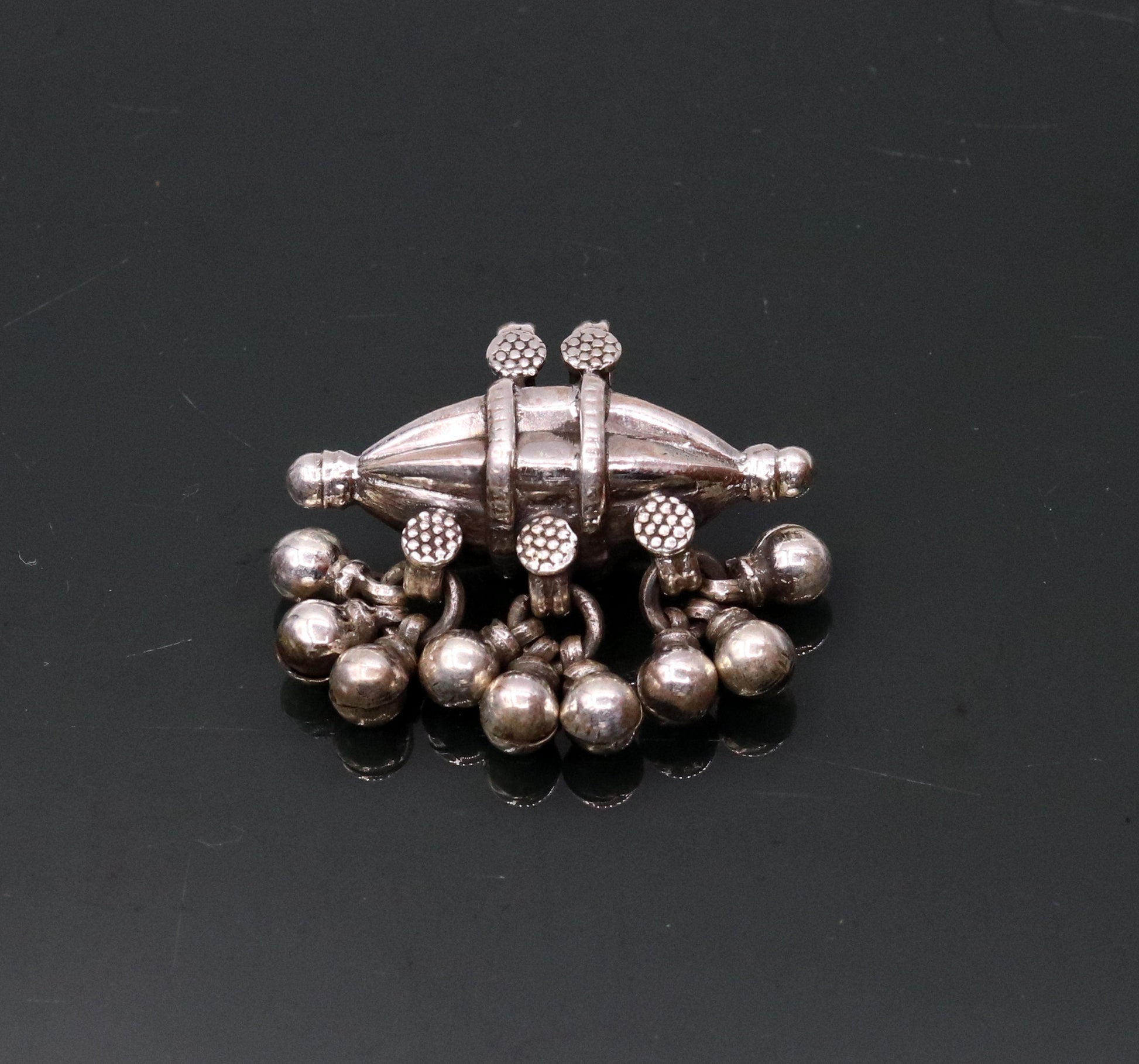 925 sterling silver handmade pendant locket vintage amulet design amulet pendant with gorgeous hanging bells tribal ethnic jewelry nsp302 - TRIBAL ORNAMENTS