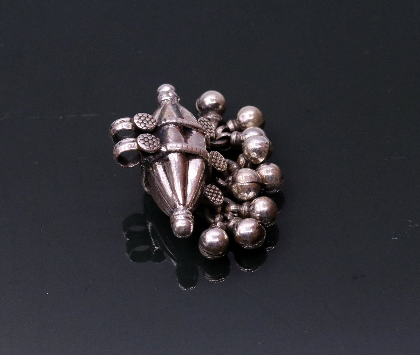 925 sterling silver handmade pendant locket vintage amulet design amulet pendant with gorgeous hanging bells tribal ethnic jewelry nsp302 - TRIBAL ORNAMENTS