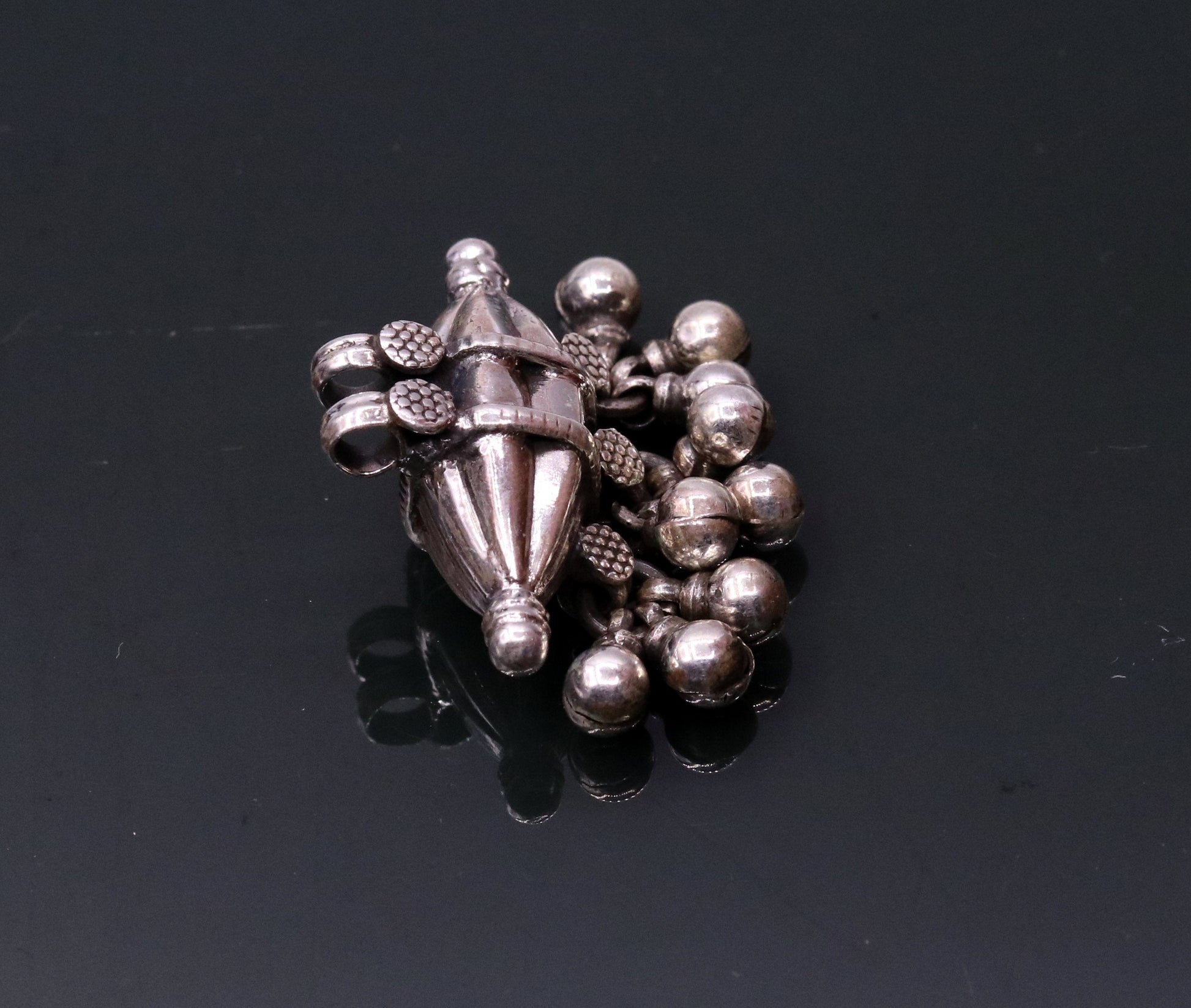 925 sterling silver handmade pendant locket vintage amulet design amulet pendant with gorgeous hanging bells tribal ethnic jewelry nsp302 - TRIBAL ORNAMENTS