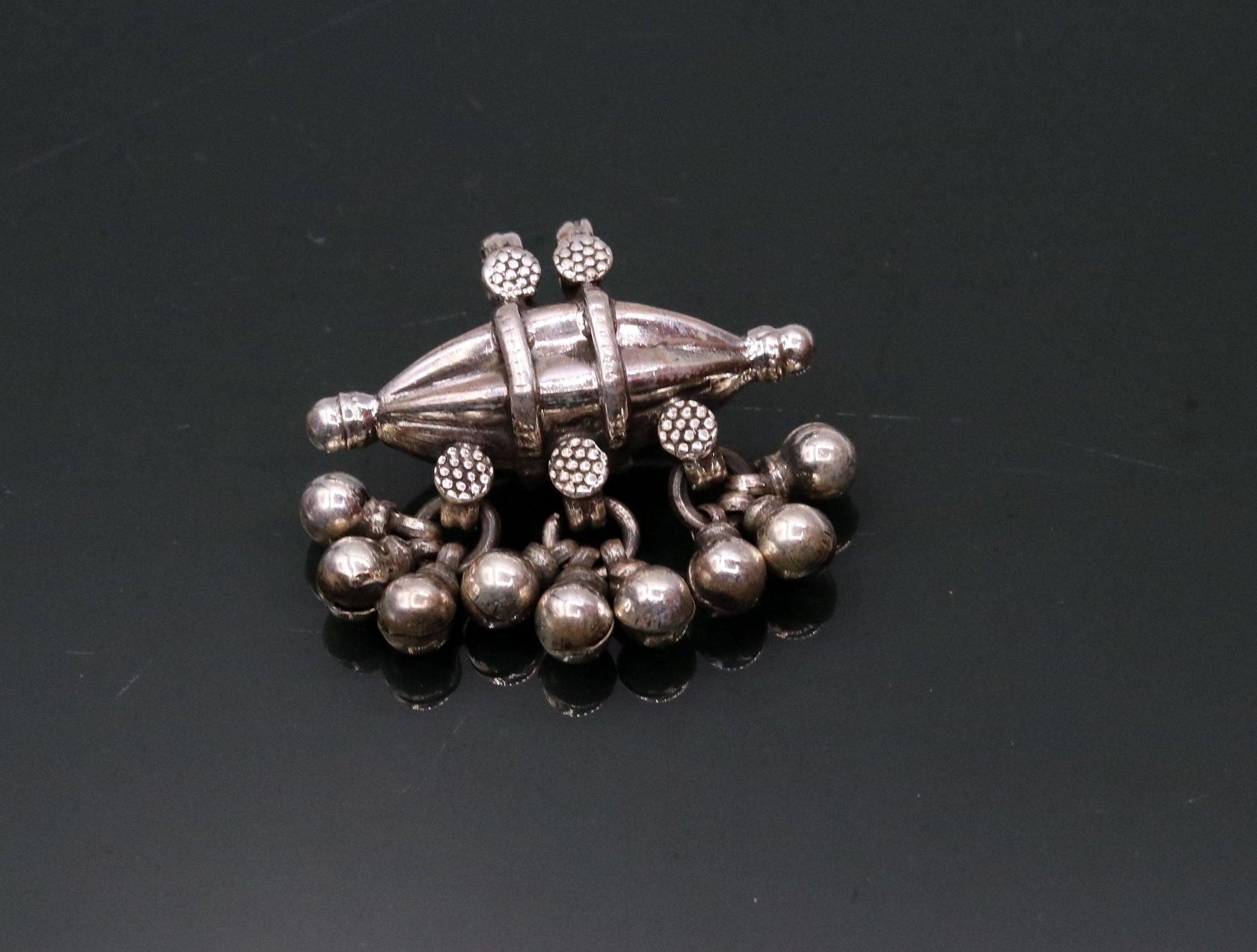 925 sterling silver handmade pendant locket vintage amulet design amulet pendant with gorgeous hanging bells tribal ethnic jewelry nsp302 - TRIBAL ORNAMENTS