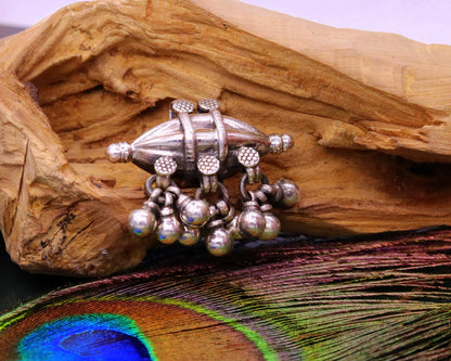 925 sterling silver handmade pendant locket vintage amulet design amulet pendant with gorgeous hanging bells tribal ethnic jewelry nsp302 - TRIBAL ORNAMENTS