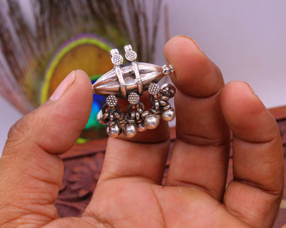 925 sterling silver handmade pendant locket vintage amulet design amulet pendant with gorgeous hanging bells tribal ethnic jewelry nsp302 - TRIBAL ORNAMENTS