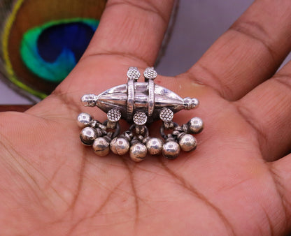 925 sterling silver handmade pendant locket vintage amulet design amulet pendant with gorgeous hanging bells tribal ethnic jewelry nsp302 - TRIBAL ORNAMENTS