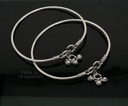 Sterling silver handmade foot bracelet anklet with bright, plain design, customized belly dance jewelry by TRIBAL ORNAMENTS.