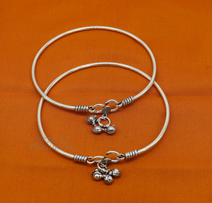 925 sterling silver handmade plain bright design foot bracelet anklet by TRIBAL ORNAMENTS, customized belly dance jewelry.