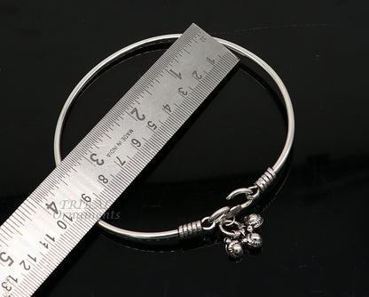Handmade 925 sterling silver foot bracelet anklet with bright, plain design, customized belly dance jewelry by TRIBAL ORNAMENTS.