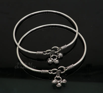 Sterling silver handmade foot bracelet anklet with bright design, customized belly dance jewelry by TRIBAL ORNAMENTS.