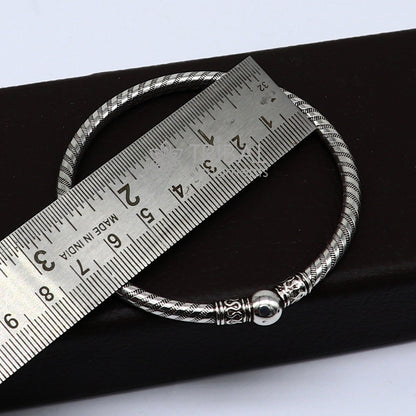 925 sterling silver ball design trendy kada bracelet for men and girls, lightweight and handmade jewelry by Tribal Ornaments.