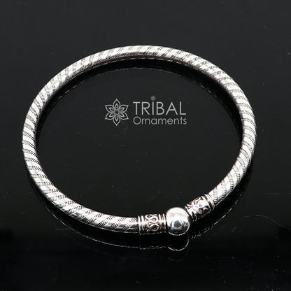 Sterling silver ball design kada bracelet by TRIBAL ORNAMENTS, lightweight and trendy jewelry for men and girls with handmade cultural style.