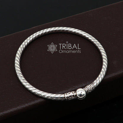 Sterling silver tribal-inspired ball design kada bracelet for men and girls, lightweight and trendy jewelry by TRIBAL ORNAMENTS.