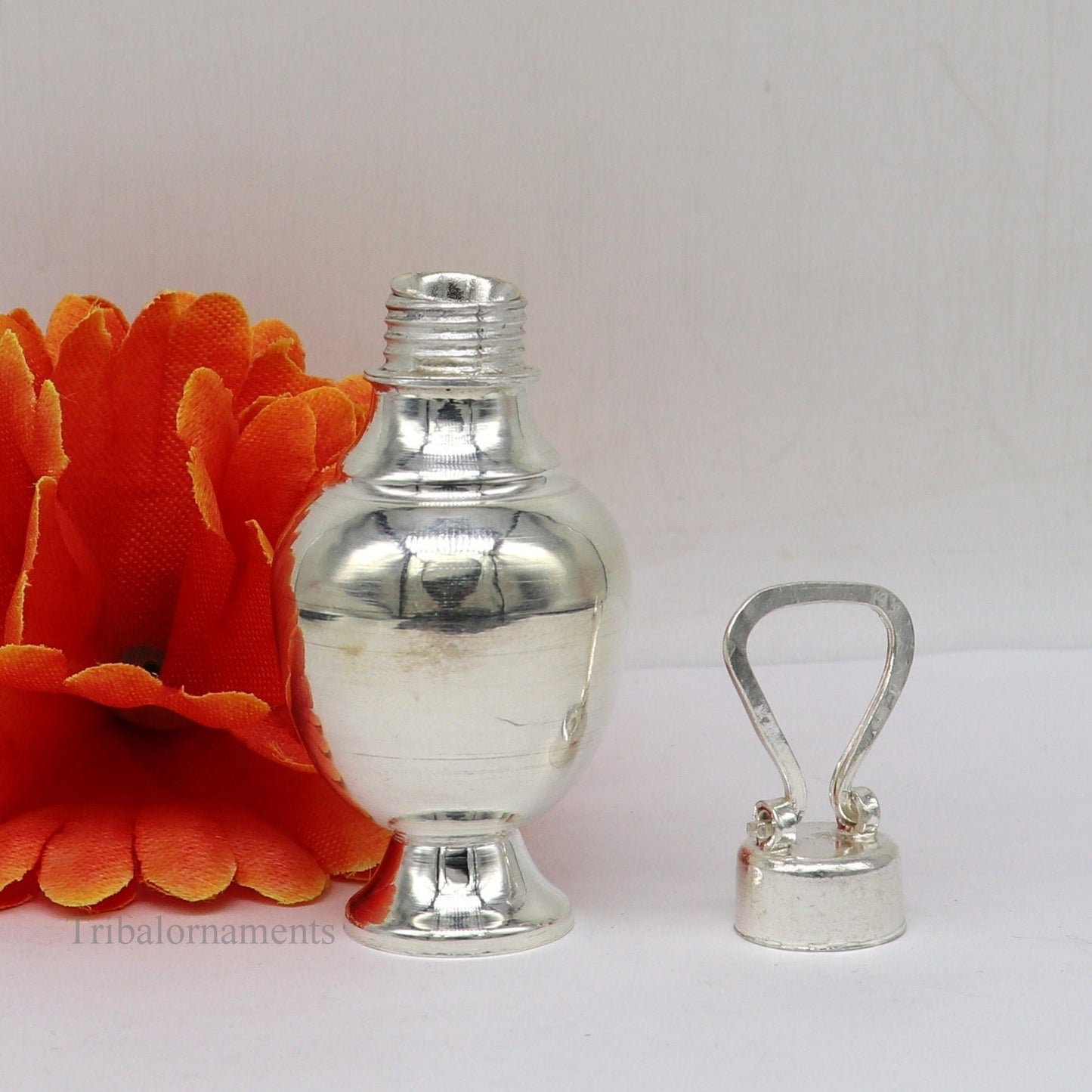 925 sterling silver handmade plain design Gangjali, Silver Gangajal Patra, best silver water pot kalash puja utensils Diwali special su416 - TRIBAL ORNAMENTS