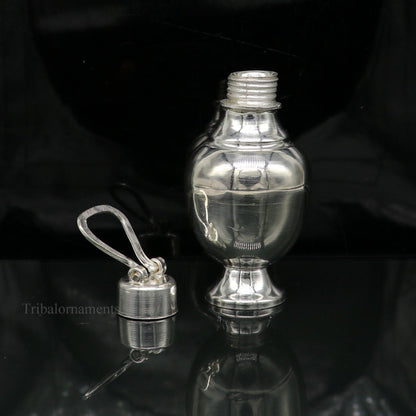 925 sterling silver handmade plain design Gangjali, Silver Gangajal Patra, best silver water pot kalash puja utensils Diwali special su416 - TRIBAL ORNAMENTS