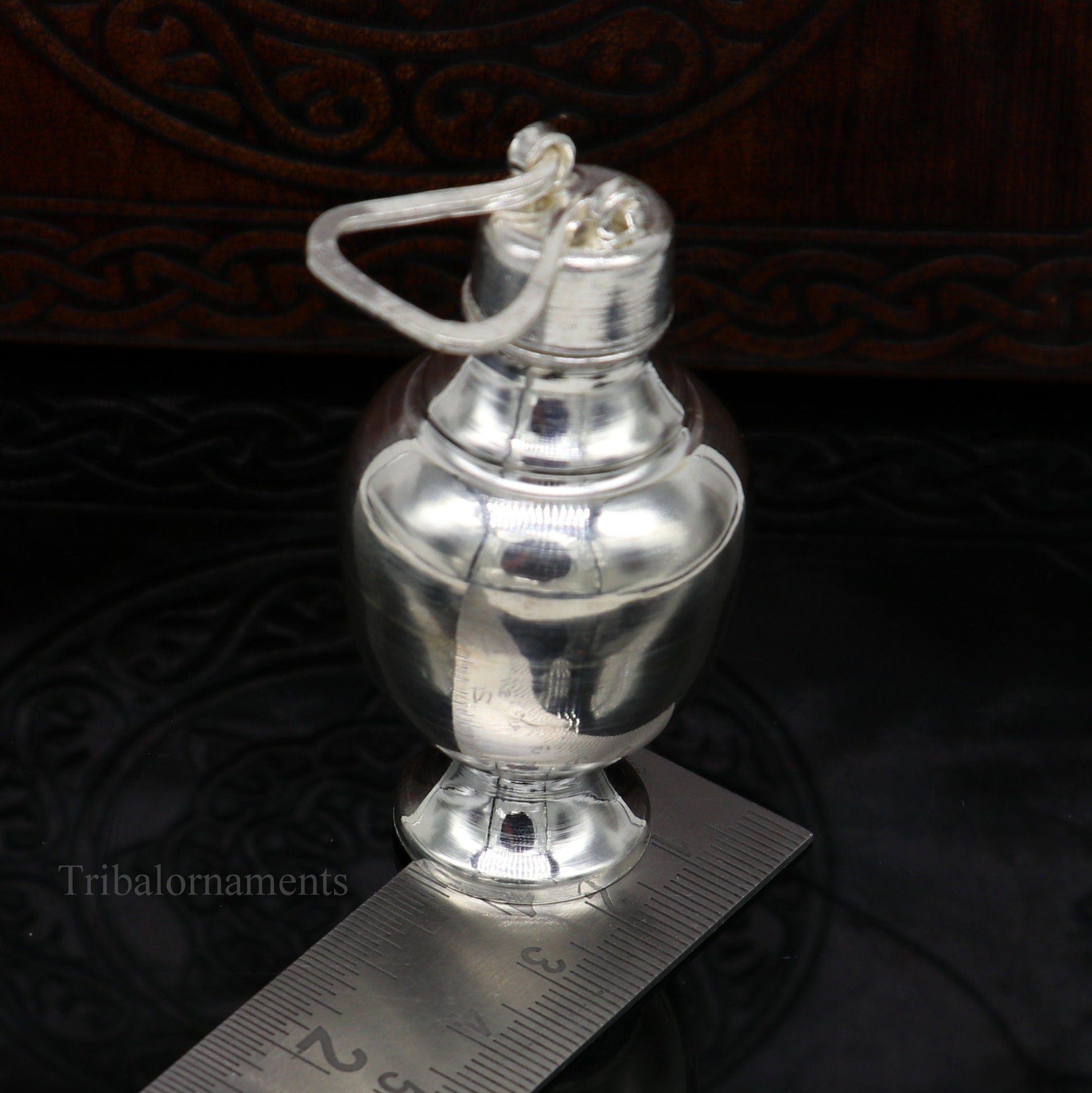 925 sterling silver handmade plain design Gangjali, Silver Gangajal Patra, best silver water pot kalash puja utensils Diwali special su416 - TRIBAL ORNAMENTS