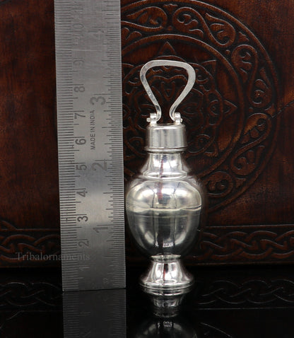 925 sterling silver handmade plain design Gangjali, Silver Gangajal Patra, best silver water pot kalash puja utensils Diwali special su417 - TRIBAL ORNAMENTS