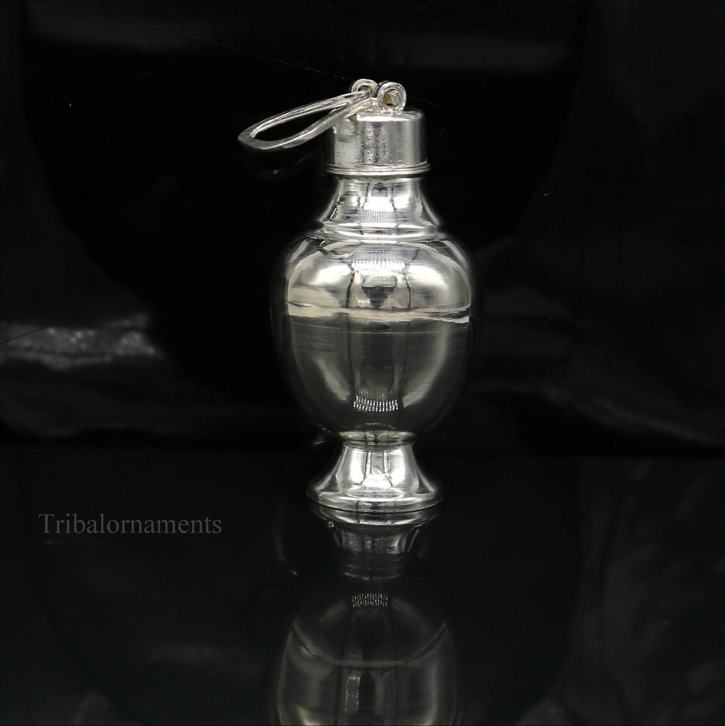 925 sterling silver handmade plain design Gangjali, Silver Gangajal Patra, best silver water pot kalash puja utensils Diwali special su417 - TRIBAL ORNAMENTS