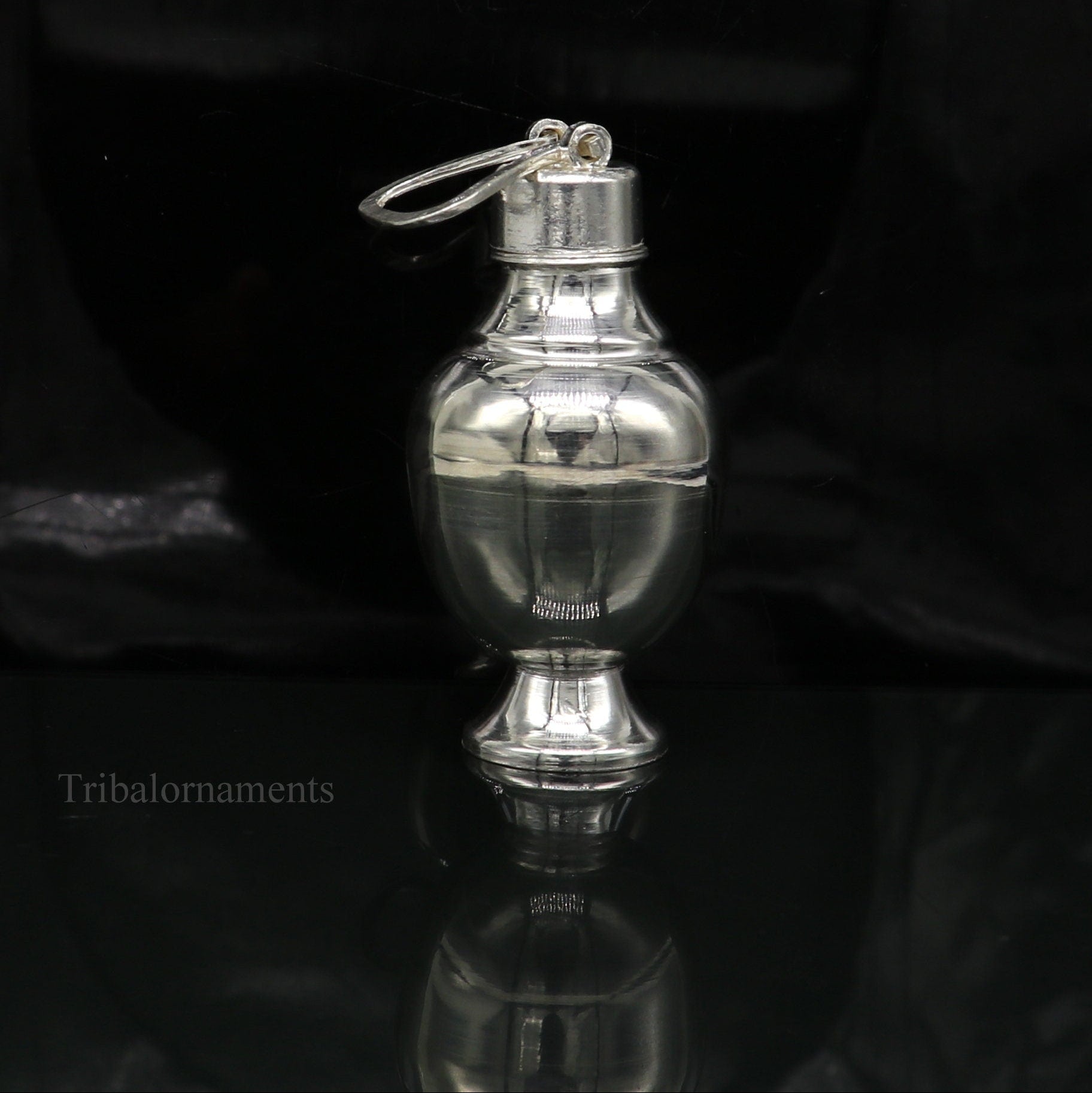 925 sterling silver handmade plain design Gangjali, Silver Gangajal Patra, best silver water pot kalash puja utensils Diwali special su417 - TRIBAL ORNAMENTS