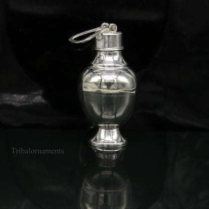 925 sterling silver handmade plain design Gangjali, Silver Gangajal Patra, best silver water pot kalash puja utensils Diwali special su417 - TRIBAL ORNAMENTS