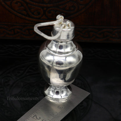 925 sterling silver handmade plain design Gangjali, Silver Gangajal Patra, best silver water pot kalash puja utensils Diwali special su417 - TRIBAL ORNAMENTS