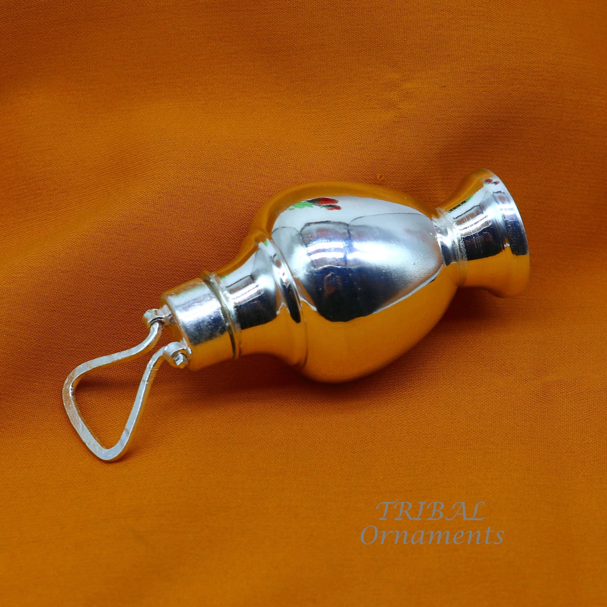 925 sterling silver handmade plain design Gangjali, Silver Gangajal Patra, best silver water pot kalash puja utensils Diwali special su991 - TRIBAL ORNAMENTS