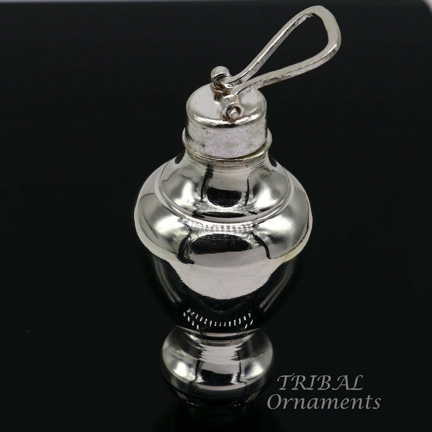 925 sterling silver handmade plain design Gangjali, Silver Gangajal Patra, best silver water pot kalash puja utensils Diwali special su991 - TRIBAL ORNAMENTS