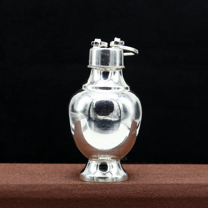 925 sterling silver handmade plain design holy divine Gangjali, Silver Gangajal pot, best silver water pot kalash puja utensils  su715 - TRIBAL ORNAMENTS
